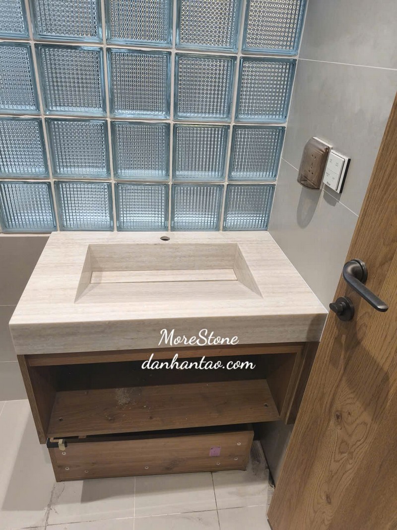  Lavabo liền khối đá Solid Surface Hi-Macs mã M706 - Aurora Angora