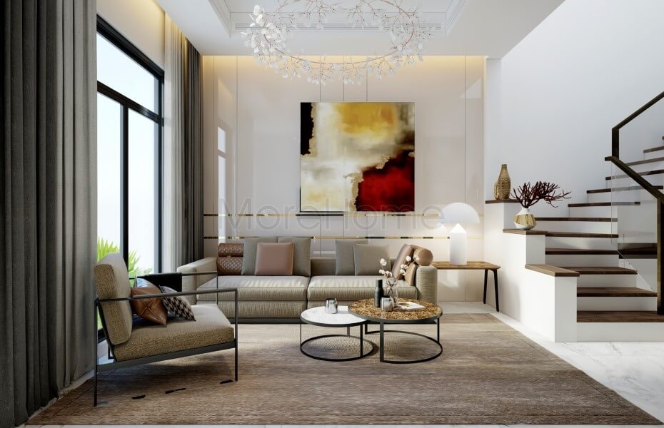 Thiết kế đá ốp tường và sàn phòng khách giúp không gian thoáng rộng hơn cho không gian phòng Chọn lựa những mẫu thiết kế đá ốp tường phòng khách đẹp ấn tượng