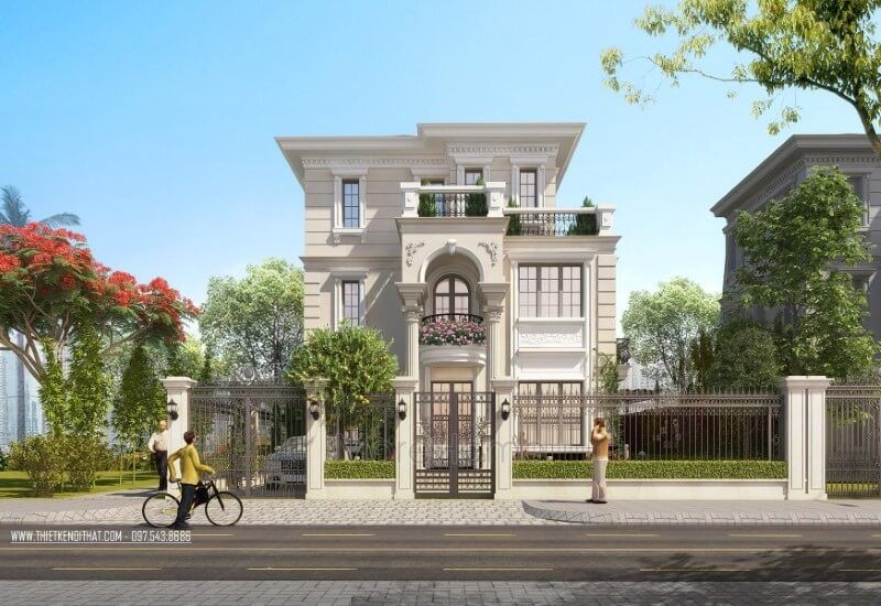 Kiến trúc nhà biệt thự Splendora tại huyện Hoài Đức, Hà Nội được thiết kế theo phong cách cổ điển với sự sang trọng.